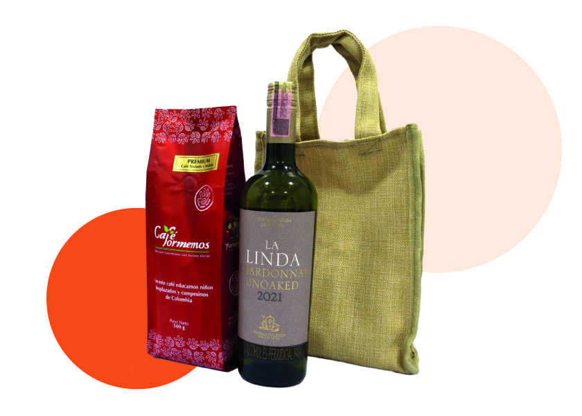 Jute Bag with Wine and Coffee